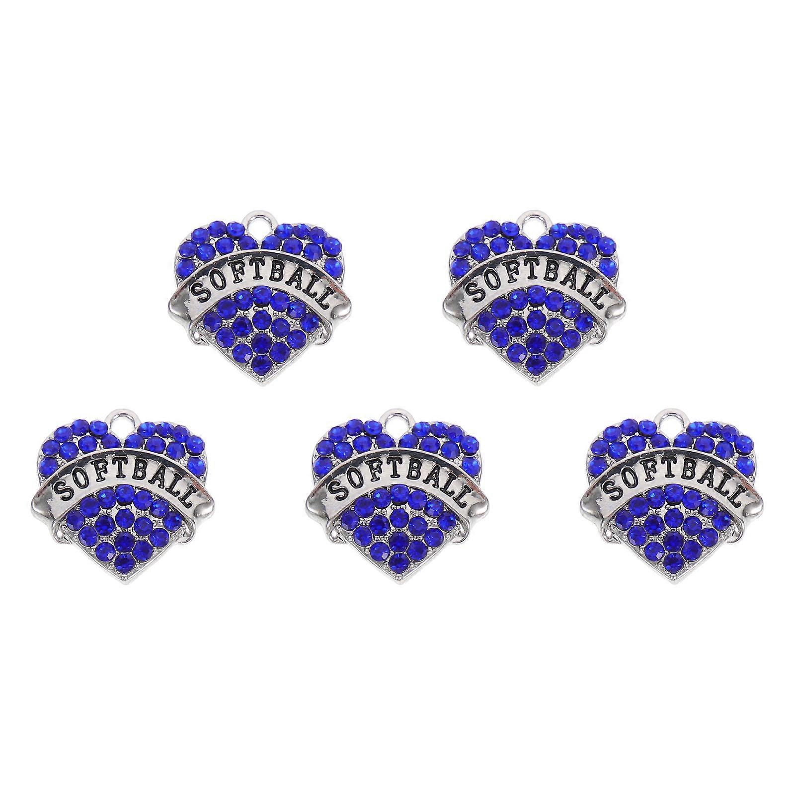 Blue Heart Shaped Necklace Pendants Made of Durable Synthetic Material for Decorative Use 5 Pieces