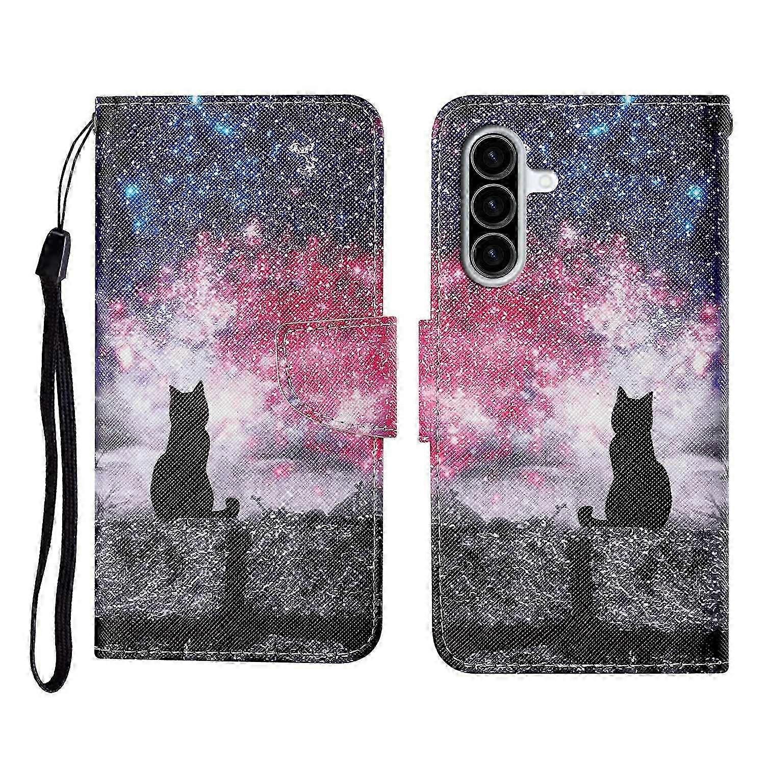 Galaxy A36 5G Case with Pattern Printing, Folio Cover & Wrist Strap - Protective Phone Case