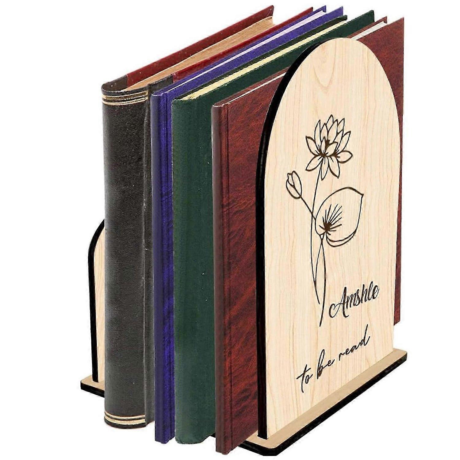 Wood Book Rest Bookcase, Custom Book Holder with Coffee Drink Holder, Wooden Bookshelf Book Stand Ho