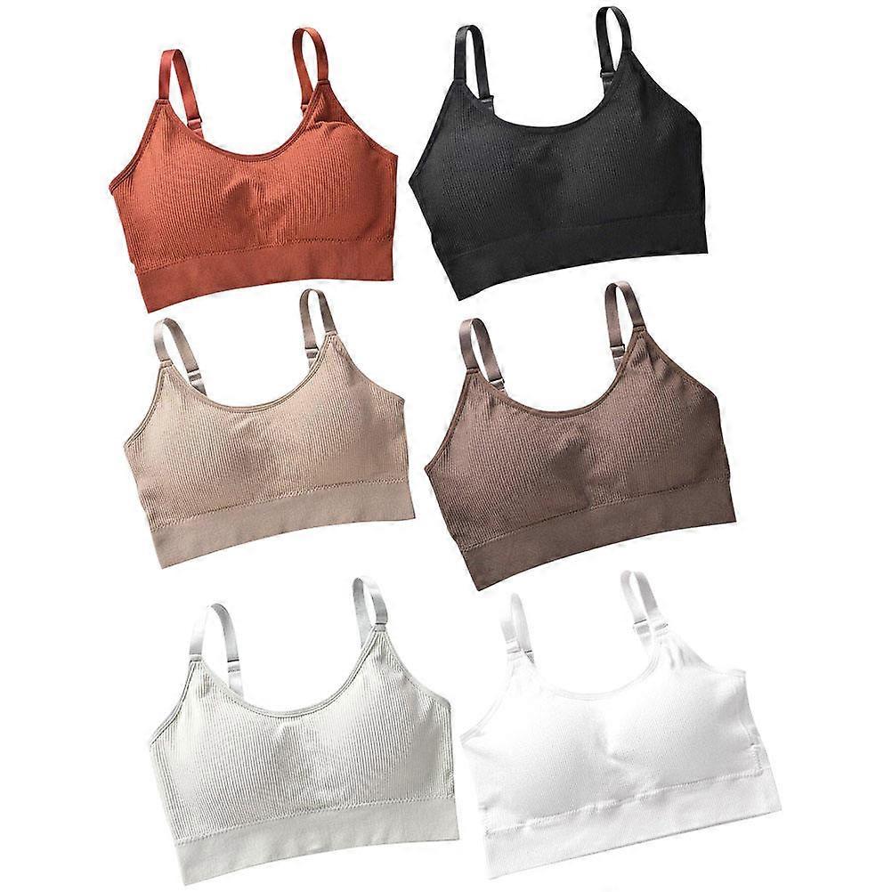 6Pcs Assorted Color Women's Adjustable Bralettes Comfortable Seamless Design For Sleep And Sports