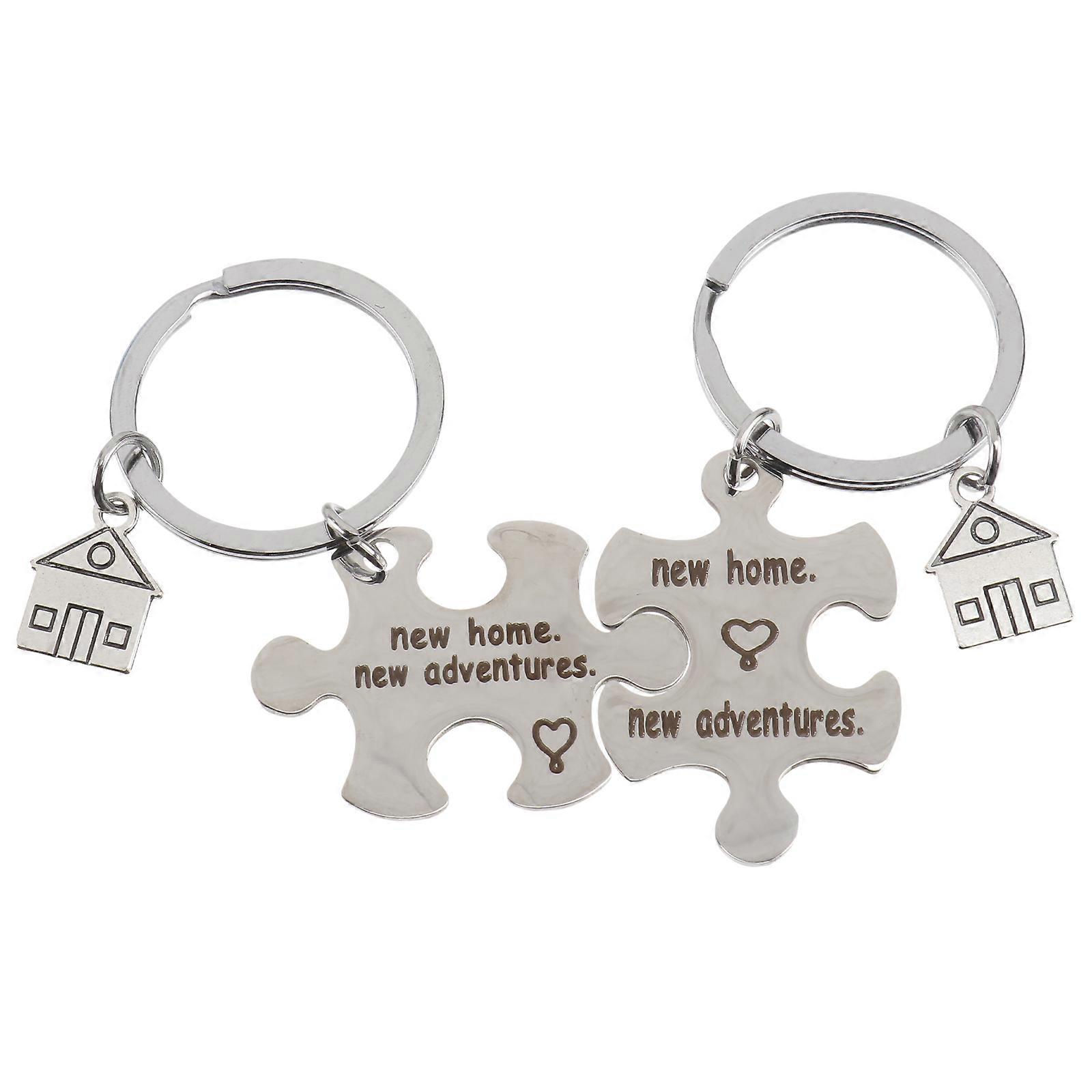Home Keychain Décor Designed For Couples Featuring Unique Shapes In Fashionable Silver Color Perfect For Housewarming Gifts With 2Pcs