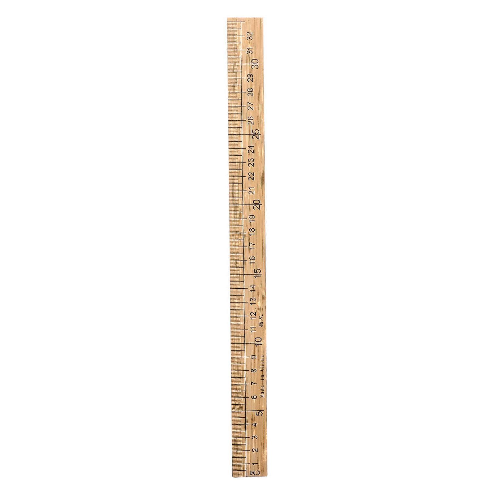 Bamboo Ruler for School Use Dualsided Measurement Lightweight Durable Brown 12 Inch Cutting Tool