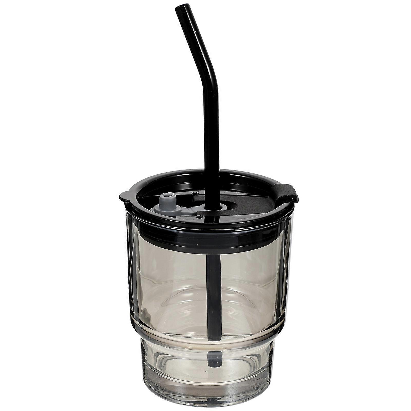 Cold Cups With Lids And Straws Glass Coffee Milk Tea Drinking Shape 4.32X3.54X3.54In Reusable 1Set