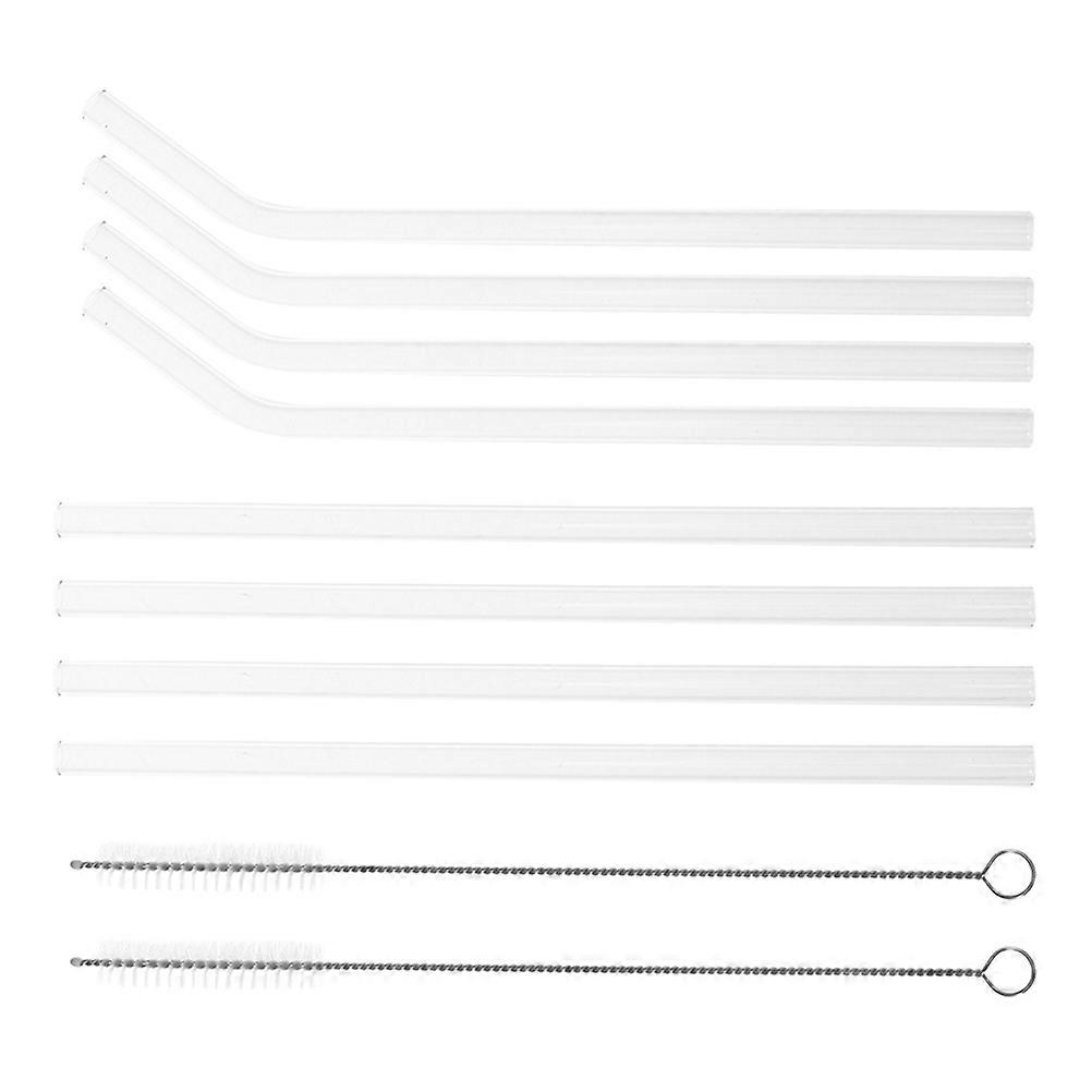 Simple Design Glass Straws For Beverages With 2 Brushes For Safe Drinking At Parties Or Home