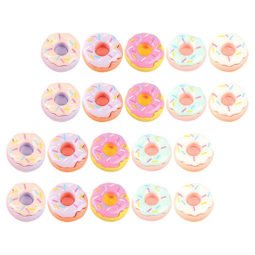 Mini Doughnut Toy House 20Pcs Assorted Color Round Dessert Model for Home Decor and Doll House Enthusiasts