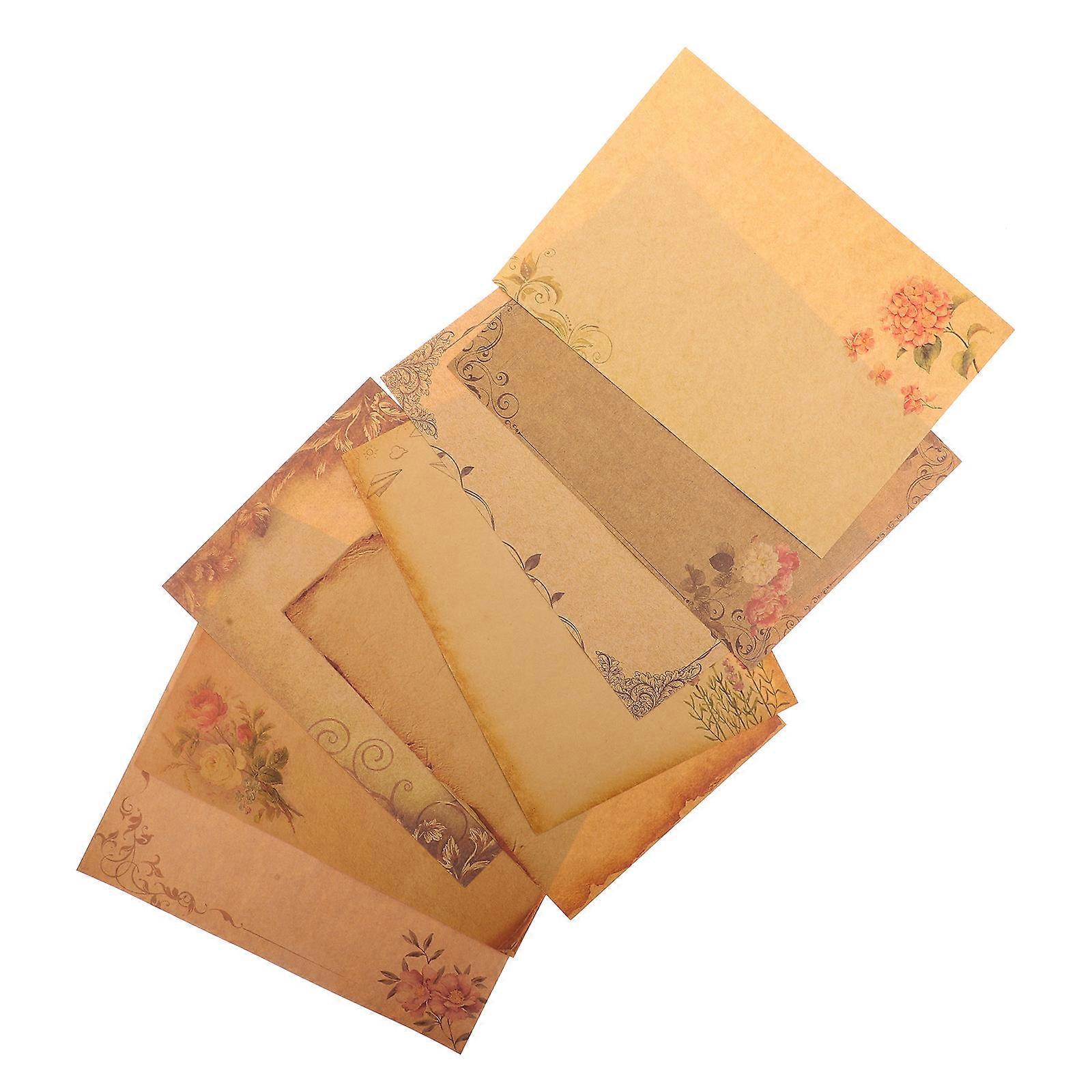 Vintage Letter Writing Paper Enhanced With Flower Leaf Borders Perfect For And Poems Light Brown 4 Pack