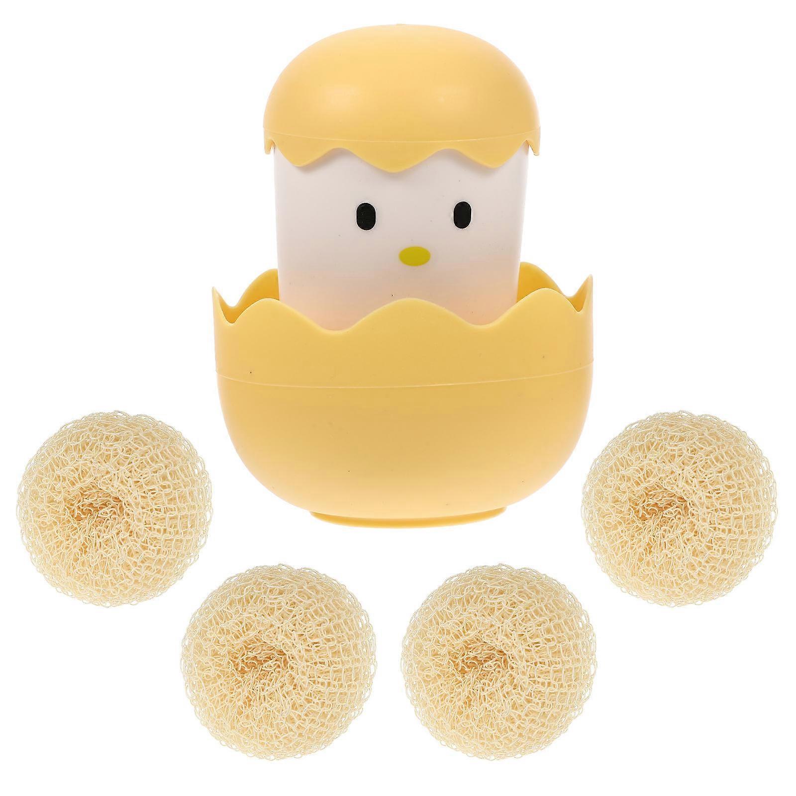 Durable Scrubbing Tool For Dishwashing And Kitchenware Cleaning 12X8X8cm Yellow Eggshell-Shaped Nano Material 5Pcs
