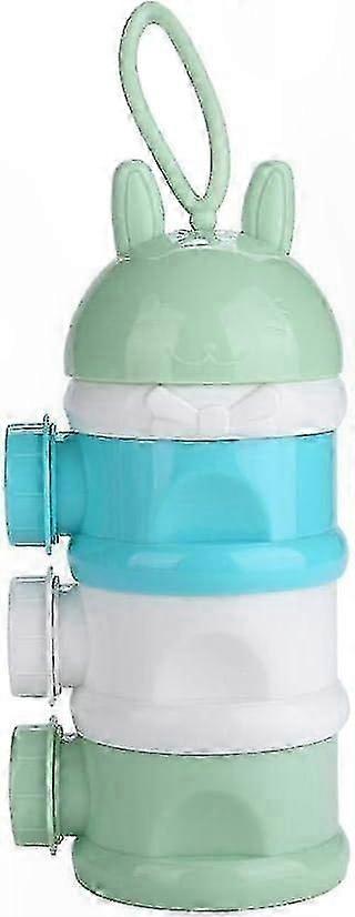Portable 3-Layer Formula Dispenser for Baby Milk Powder, Snack Storage Container with Side Opening (Green)
