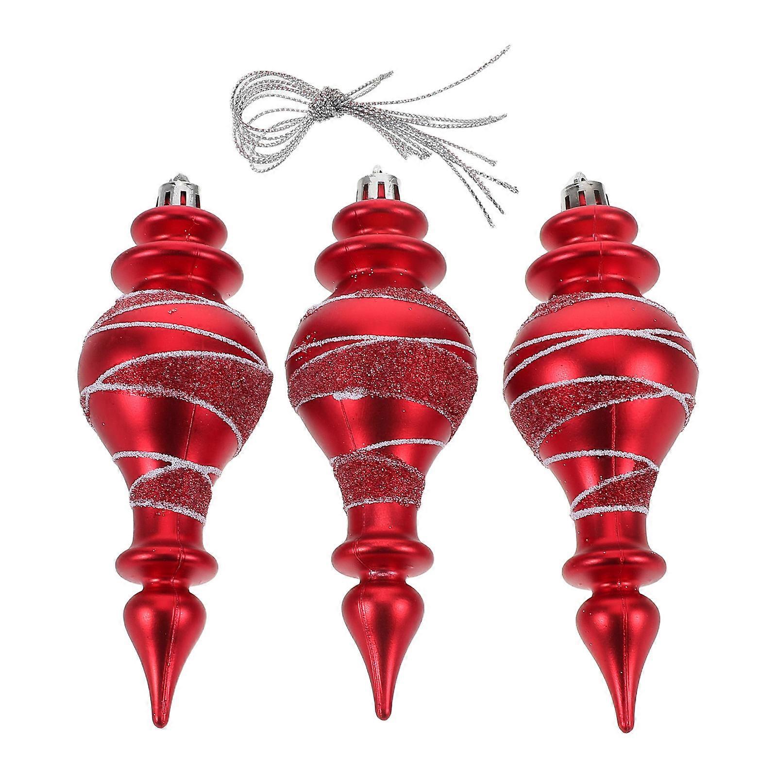 Red Christmas Tree Ornament for Decoration 3Pcs Plastic Shatterproof Bauble