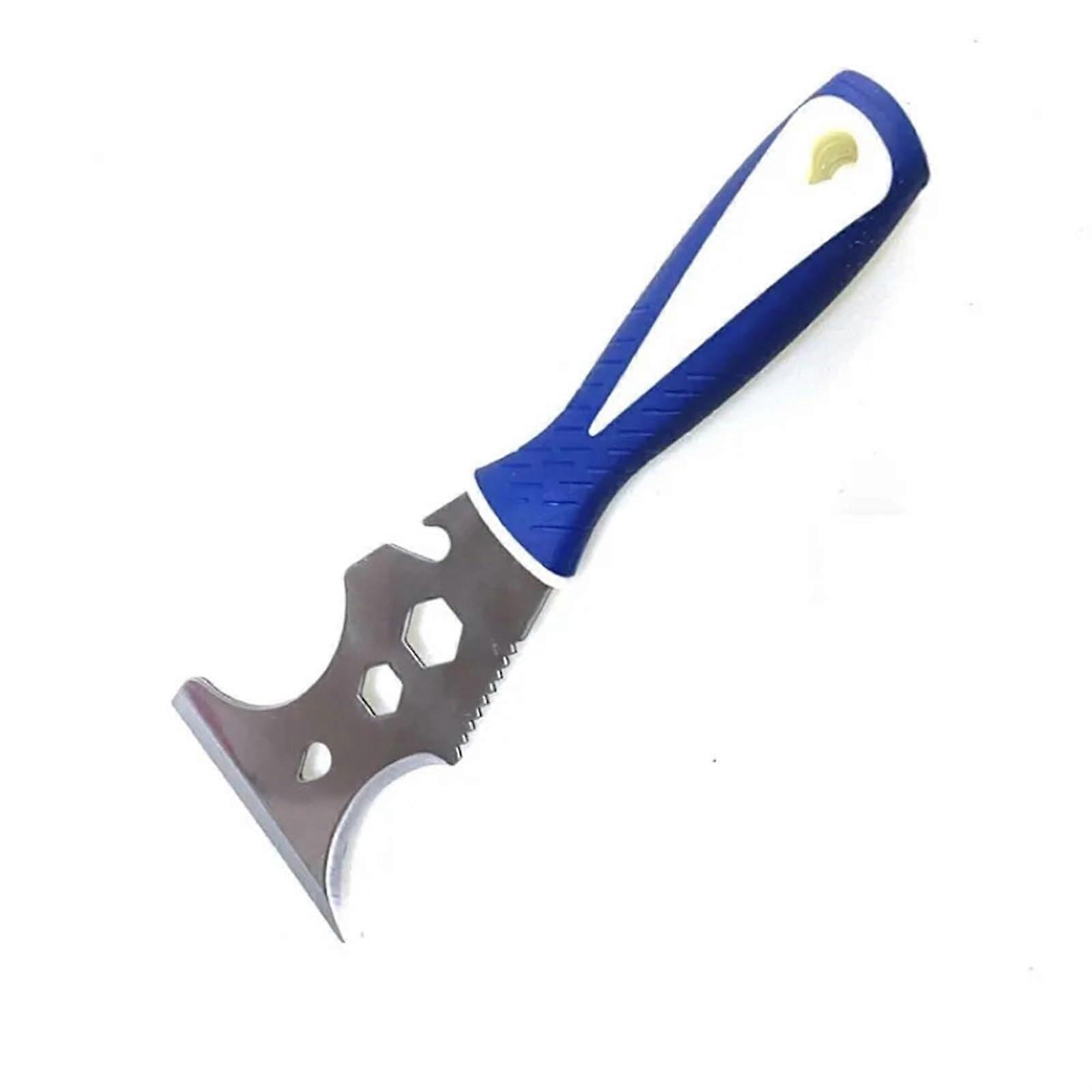 15 in 1 Multi-Purpose Stainless Steel Spatula and Paint Scraper Tool for Wallpaper Removal Can Opener Home DIY LTL6002 Blue