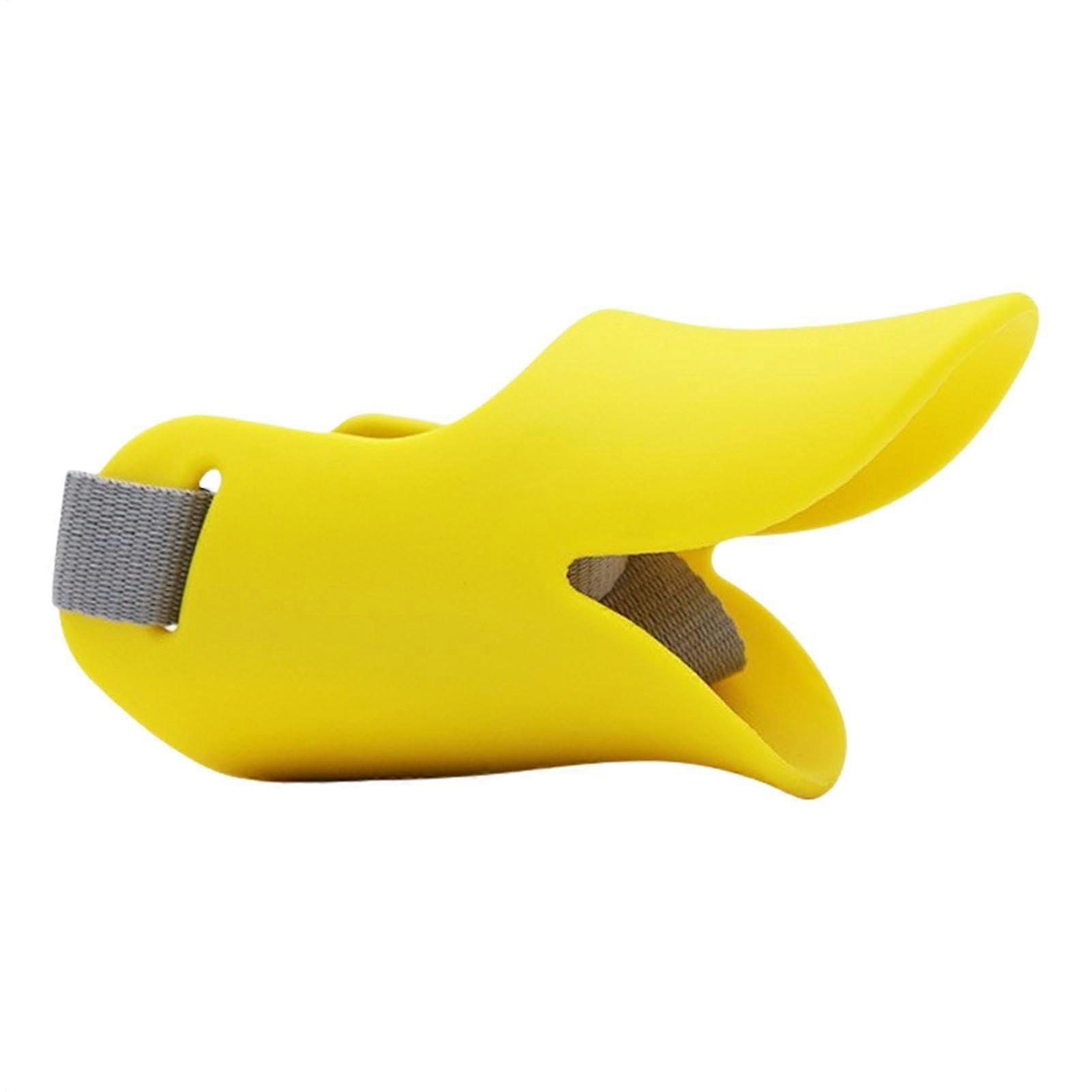 Dog Muzzle for Barking, Pet Silicone Duck Muzzle, Breathable Design for Small Medium Large Dogs yellow S