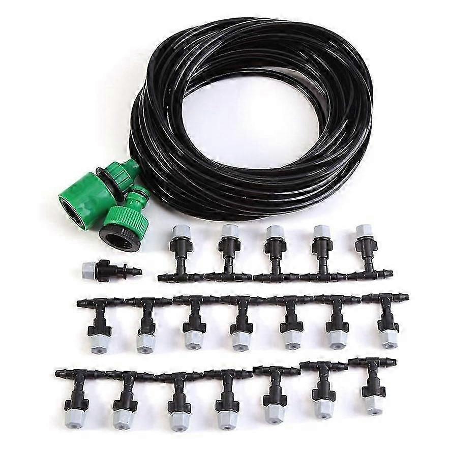 DIY Garden Patio Misting Mini Flow Drip Irrigation Misting Cooling System with Mist Nozzle Sprinkle