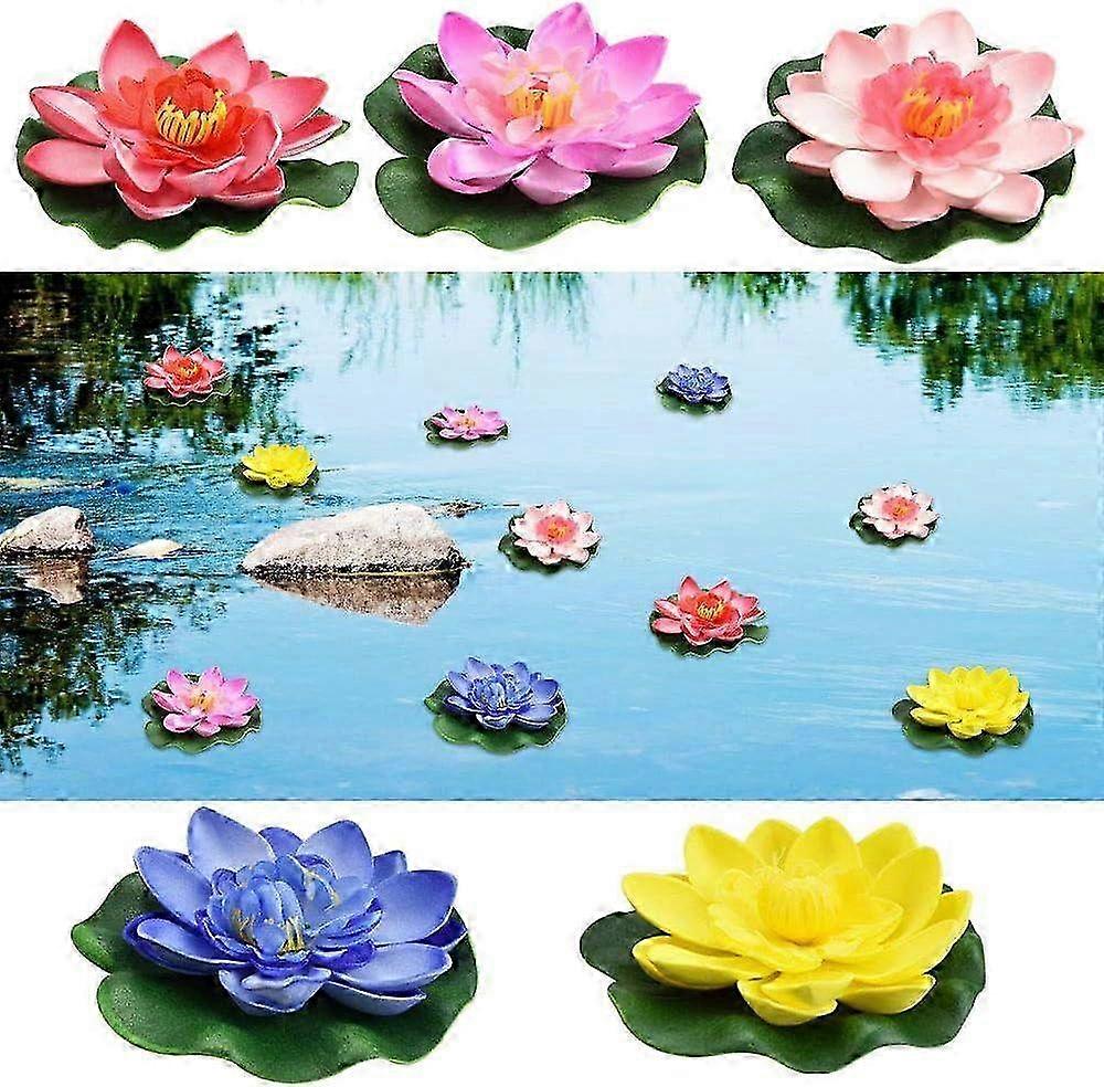 5-Piece Artificial Water Lily Set - Floating EVA Foam Pond Plants in Pink for Aquariums, Patios & Garden Pools - Decorative Floral Additions