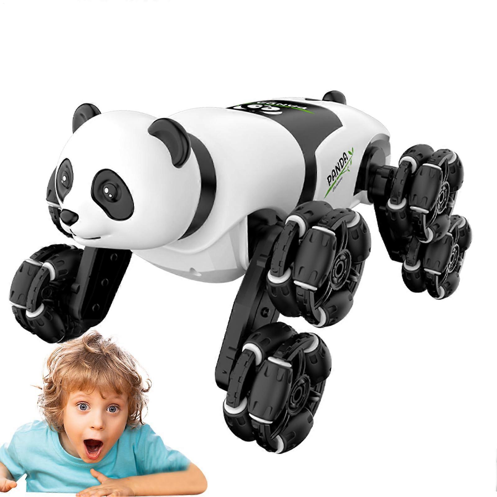 RC Stunt Car Toy - Interactive Panda Robot Car with Lights - Remote Control Vehicle for Kids Teens Adults