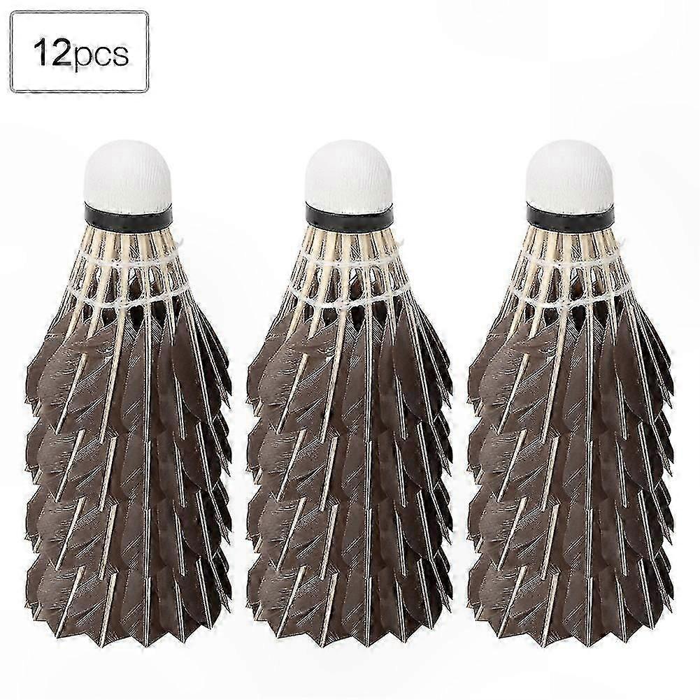 12-Pack Durable Goose Feather Badminton Shuttlecocks for Training and Play