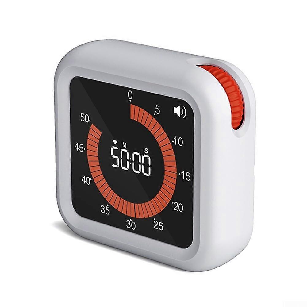 Rotating Timer, Silent Analog Kitchen Timer with Visual Display for Indoor Use, New White Color