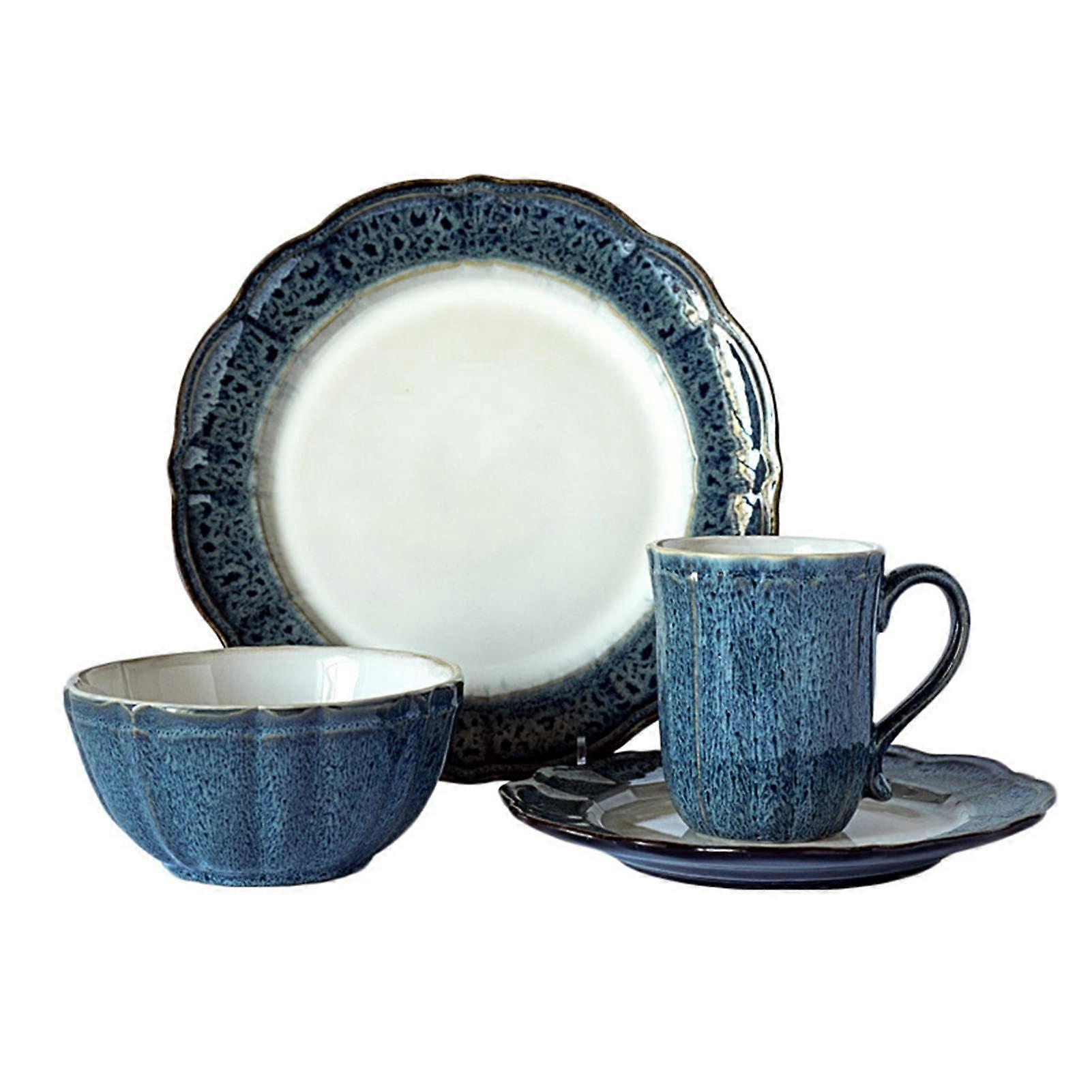16Piece Porcelain Dinnerware Set, Plates and Bowls Sets for 4