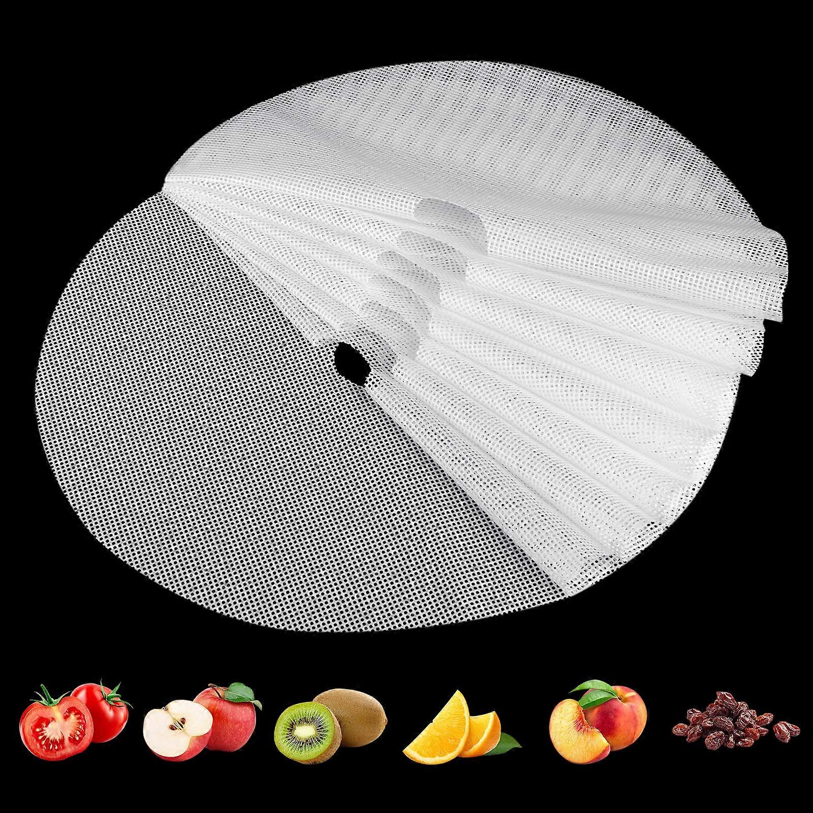 Non Stick Silicone Mesh Dehydrator Sheets (8 Pack, Round 13' Diameter, White, Food Grade Silicone) 8pcs 13' Diameter