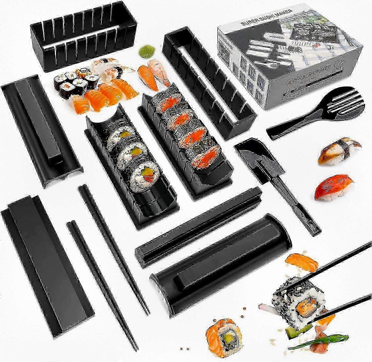 Premium 12-Piece Sushi Making Kit - Plastic Sushi Roller and Rice Tool Set