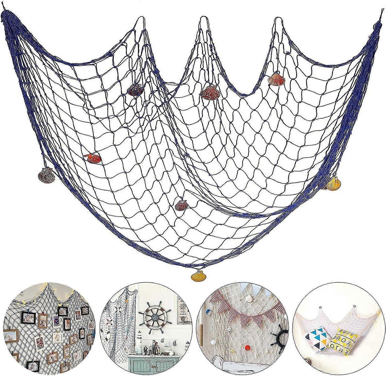 Decorate Fishing Nets,1.5 x 2M Fishing Net Wall Decor Beach Fishing Net Themed Wall Hangin