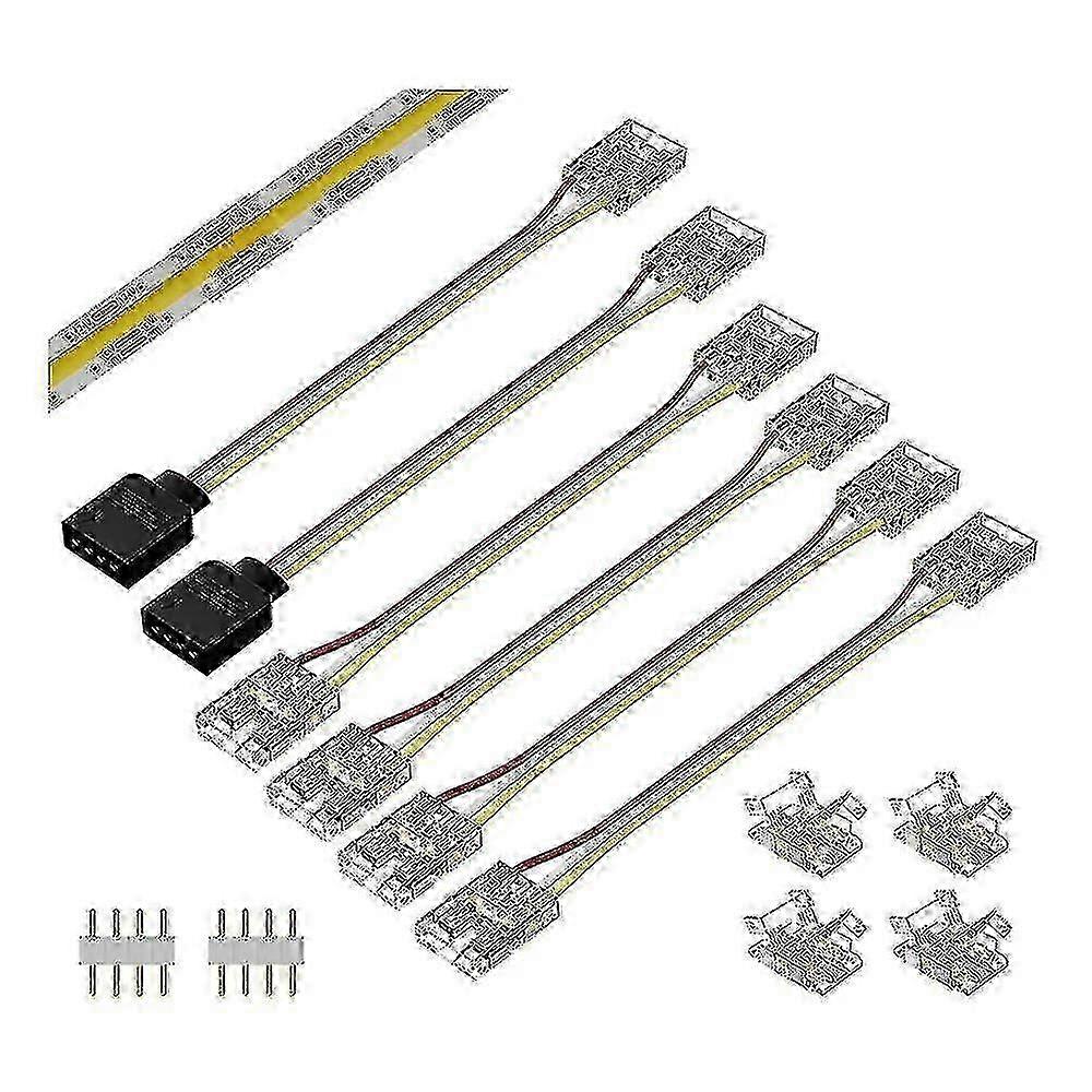 10mm Connectors Compatible with Cct Tunable Cob Led Strip Light 3 Pin Solderless Terminal Extension Connection Kit Edition 0820