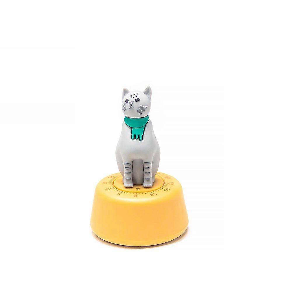 Cat-shaped mechanical kitchen timer (gray)