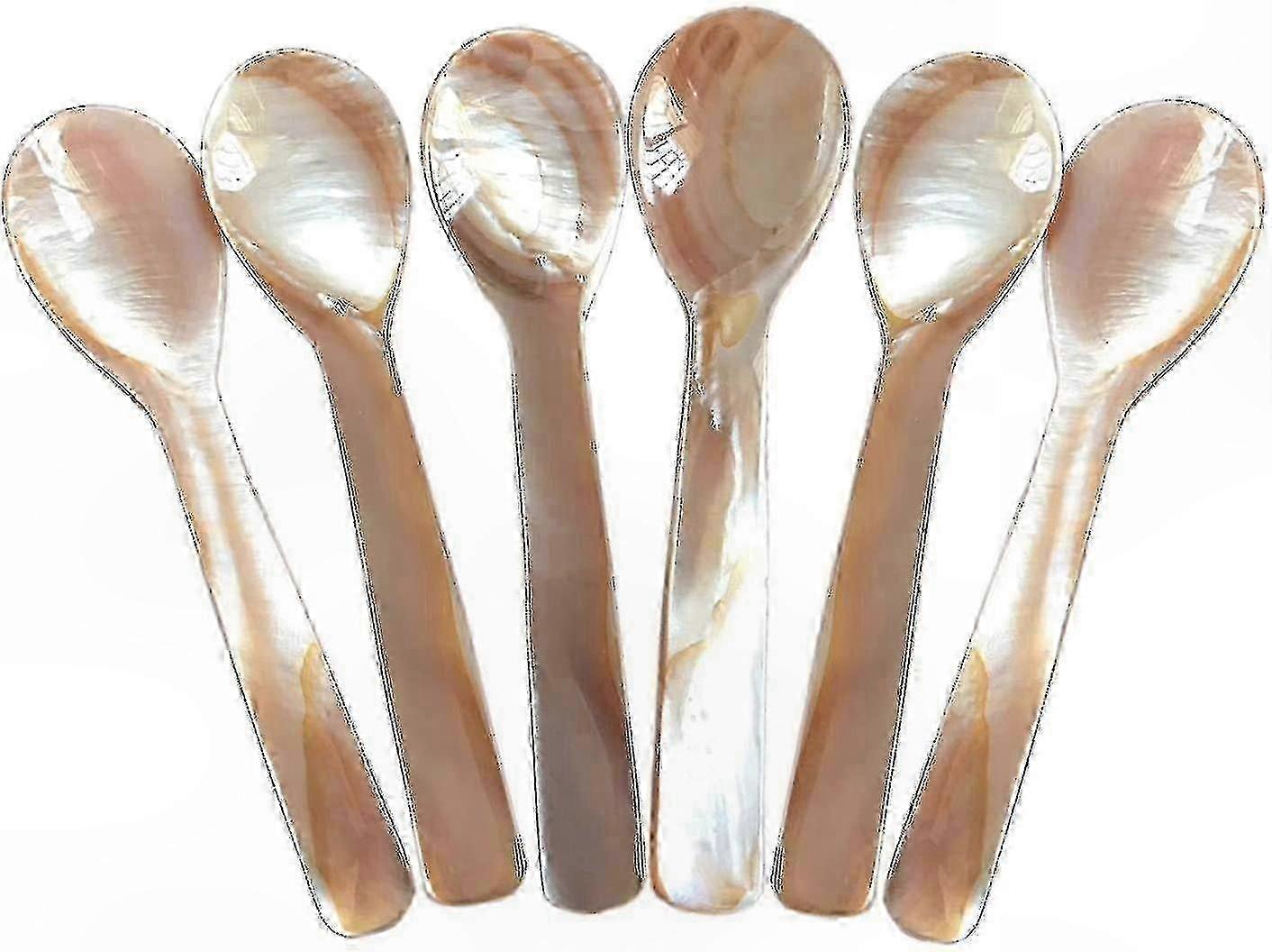 6-Pack Mother-of-Pearl Caviar Spoons, 11.5cm x 3cm, Round Handle Design hwy