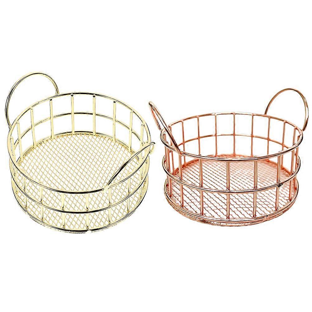 Makeup Storage Basket Metal Storage Basket Cat Ear Shape Assorted Color Storage 2Pcs