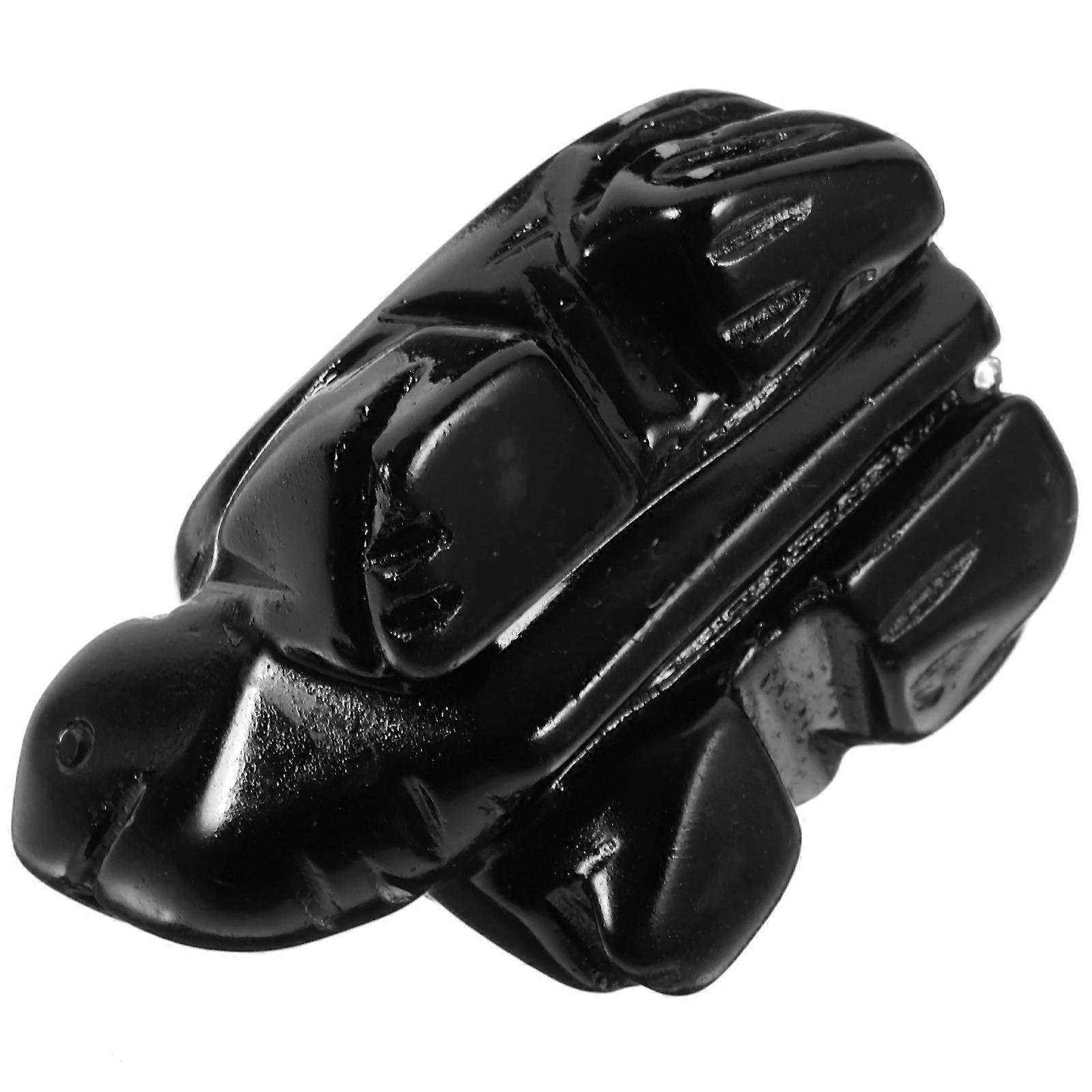 Obsidian Turtle Decoration Turtle Shape Desktop Black Obsidian Material Decoration 1Set