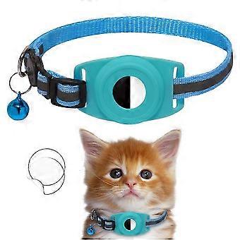 Reflective Nylon Cat Collar with Bell, Waterproof TPU Airtag Holder & Elastic Fit