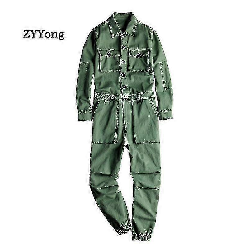 Overall Herren Jumpsuit Locker Langarm Revers Balkenfüße Baumwolle-Yvan