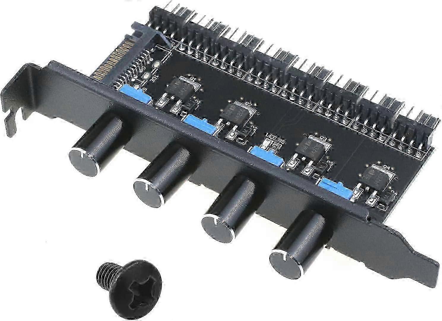 4-Knob 8-Channel PC Fan Speed Controller Hub Compatible with Water Cooling Systems