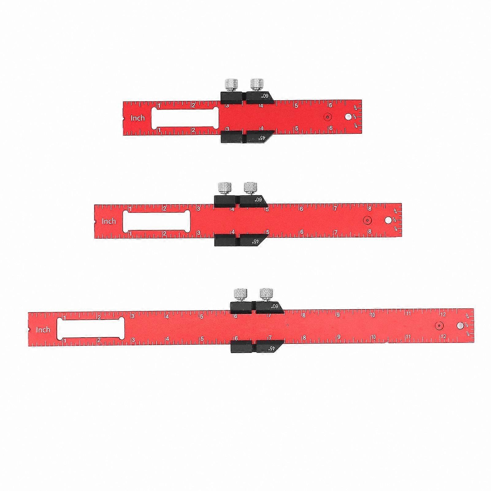Precision 3-Piece Metal T-Square Ruler Set for Woodworking Marking and Measuring Tools