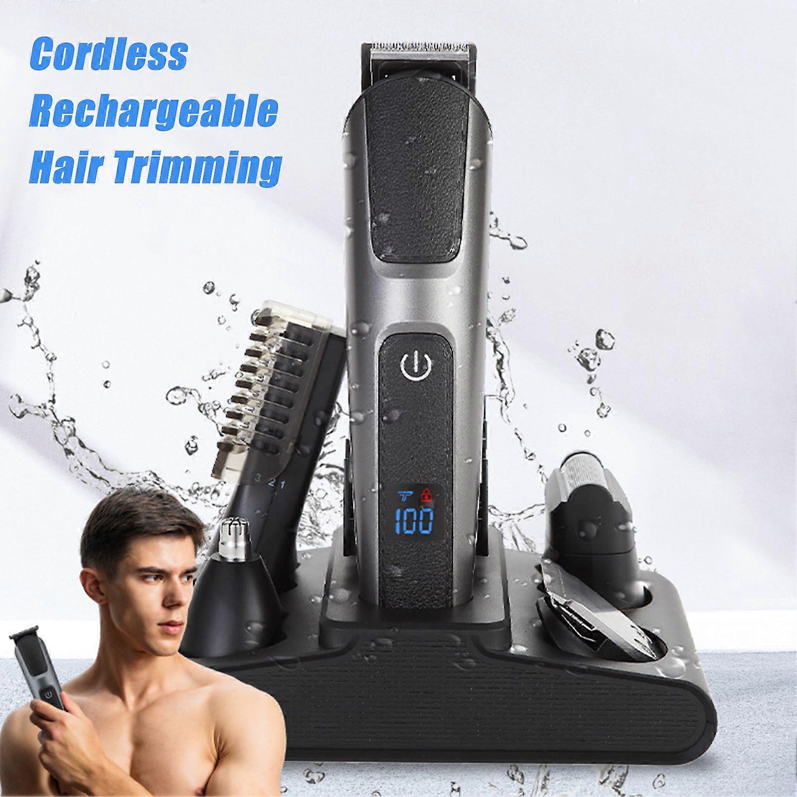 Multifunctional Electric Beard Shaver LCD Digital Display Washable Cordless Electric Clipper