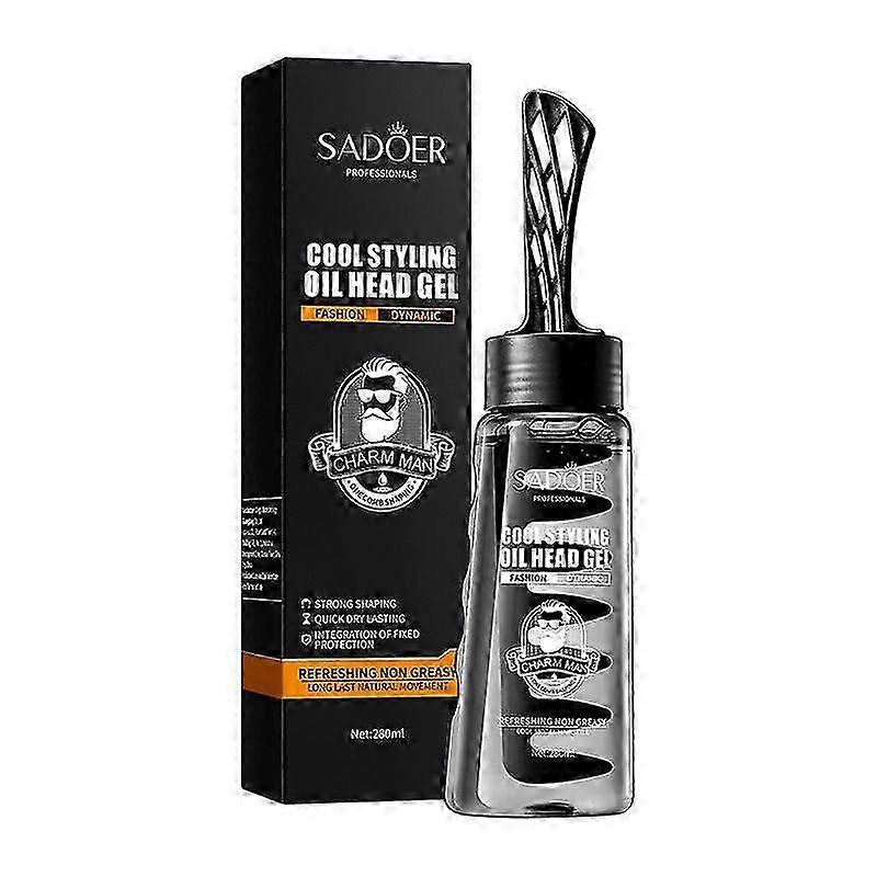 Hair Styling Gel, 2-in-1 Wax Gel with Comb, Men's Grooming Gel, Moisturizing Long Lasting Fast Build , Strong Hold Wet look & Shiny finish All Day, 28