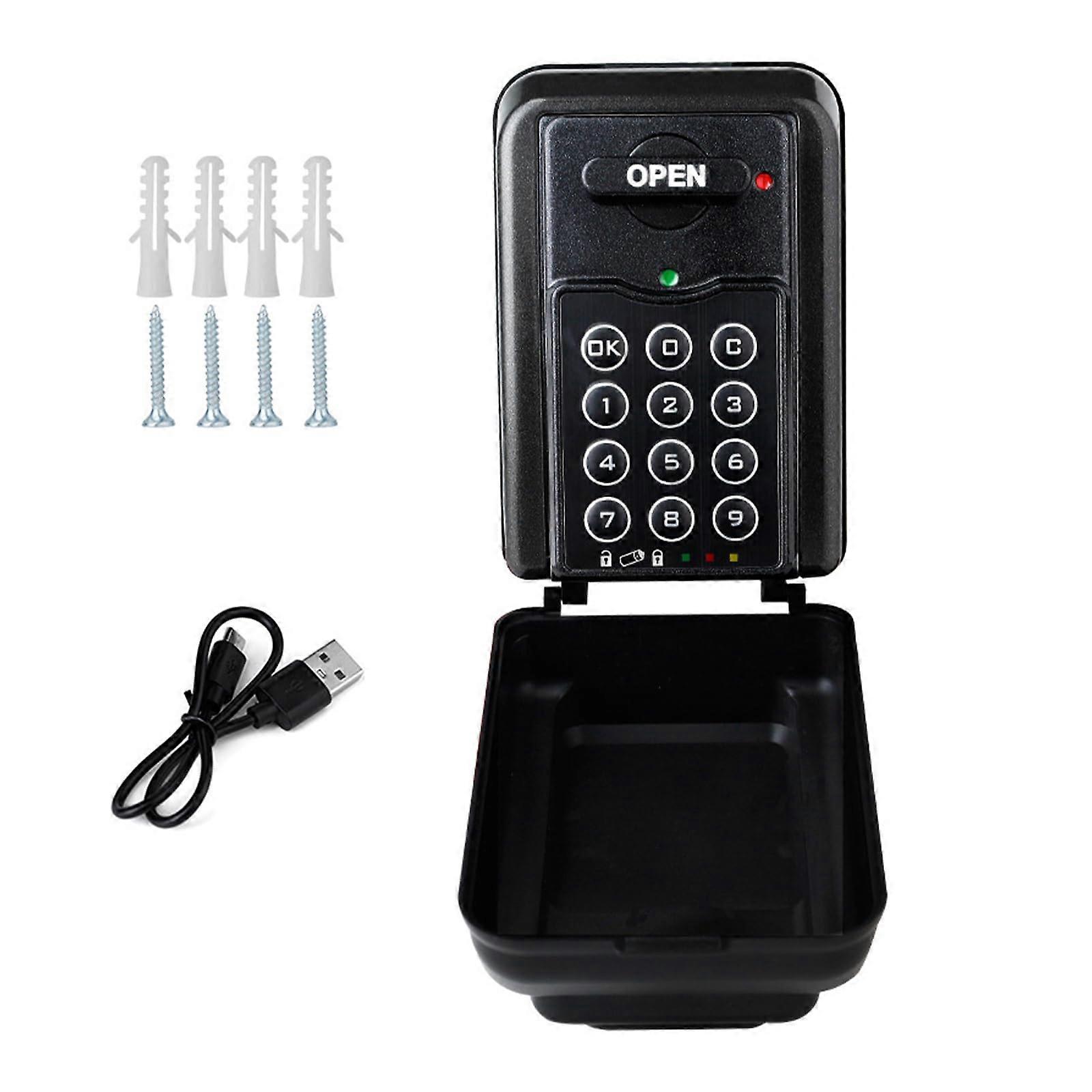 Key Safe Box With Combination Lock, Outdoor Metal Security Box, Large Spare Key Hider, Securely Hides Keys, Black