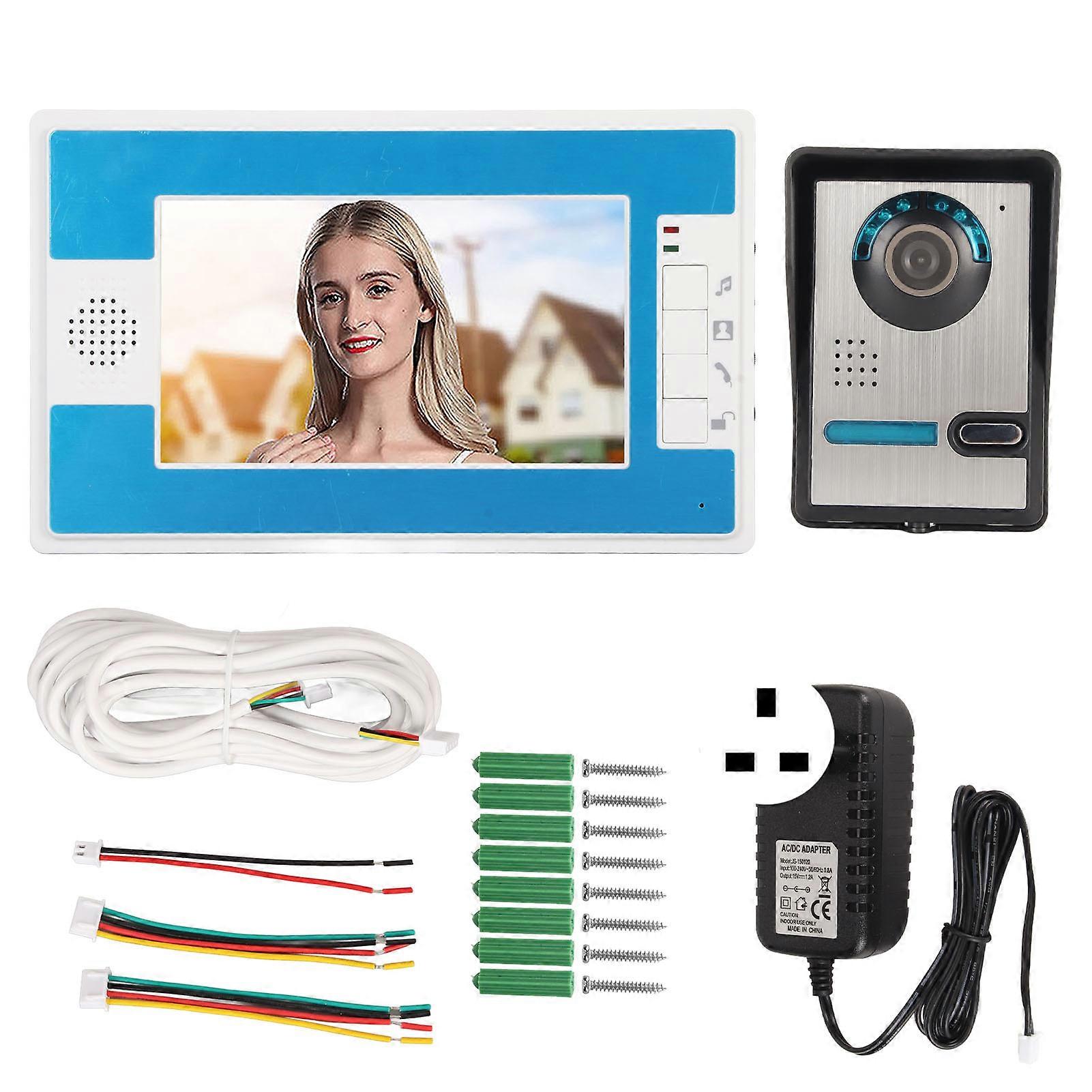 7in Video Color 2 Way o Infrared Night Vision Rainproof Visual Intercom Doorbell for Home Safety