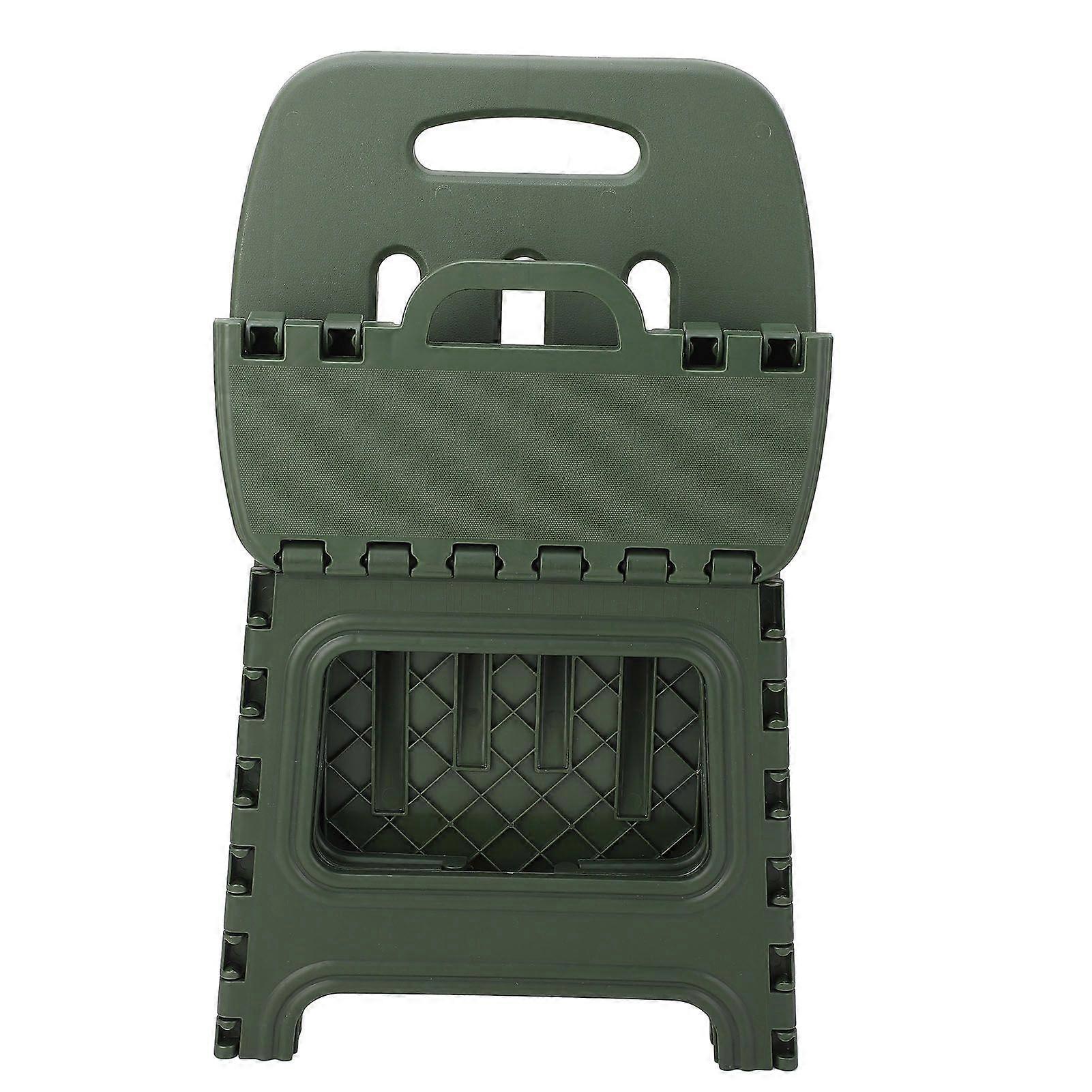 Folding Step Stool PP Thickened Portable Small Kids Step Stool with Handle for Outdoor Camping Fishing Picnic Green L