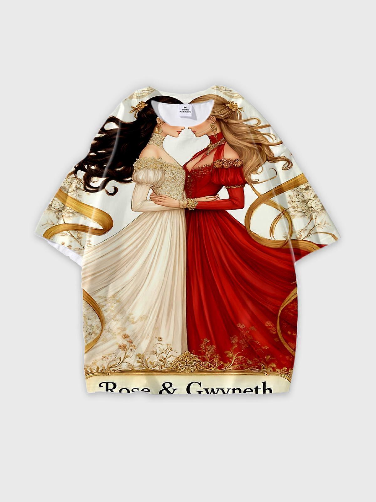 T-Shirt Short Sleeve Round Neck, Summer Casual Loose Graphic Tee, Unisex Pattern V2497