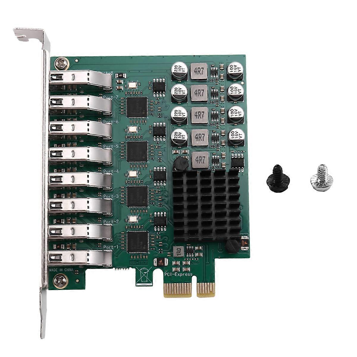 PCI-E 2.0 X1 to USB3.2 Gen1 Adapter Card Desktop 4-Channel 8-Port USB3.2 Gen1 Expansion Card 5Gbps PCI-E Adapter Card