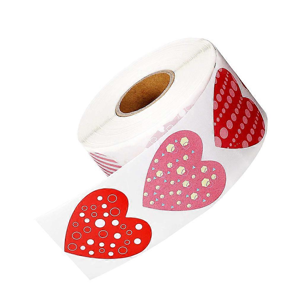 Heart Shaped Stickers Roll for Envelope Decoration Assorted Color Copper Plate Material Self-Adhesive 1 Roll