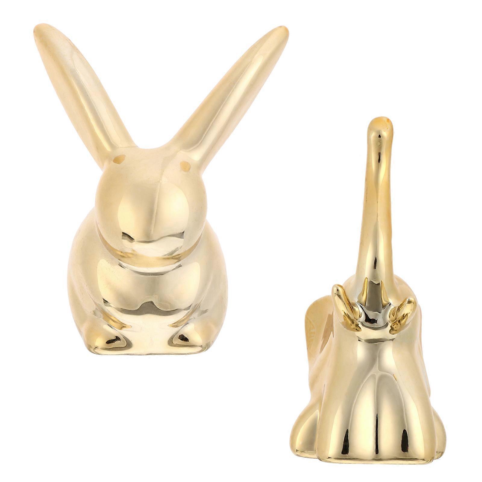 Ceramic Jewelry Holder Small Elephant Rabbit Decor Display Stand 2Pcs