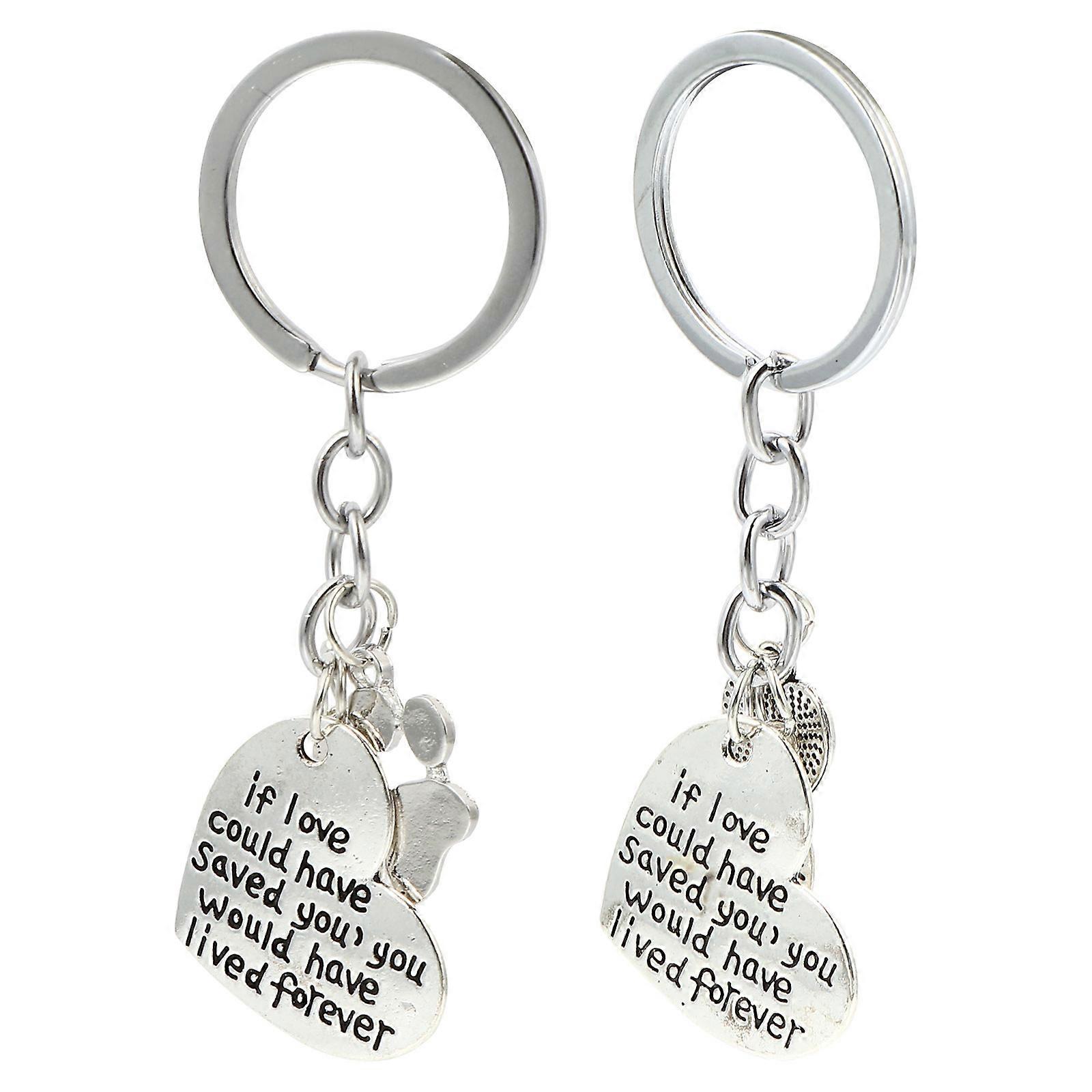 Pet Memorial Keychains Dog Paw Souvenir Keychains for Decoration 2Pcs Alloy