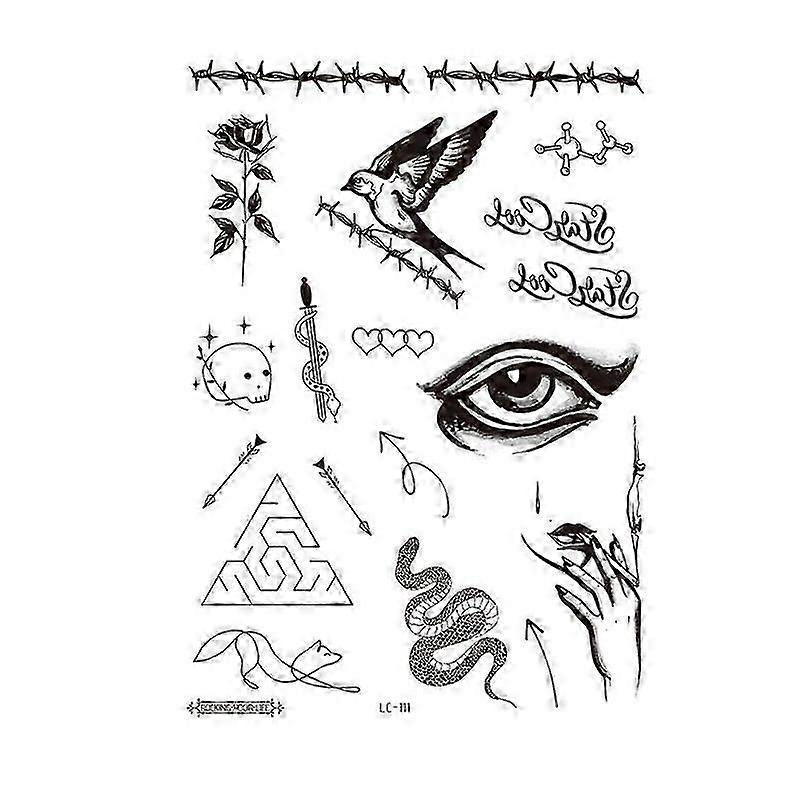 Black Temporary Tattoos - 5-pack model 2