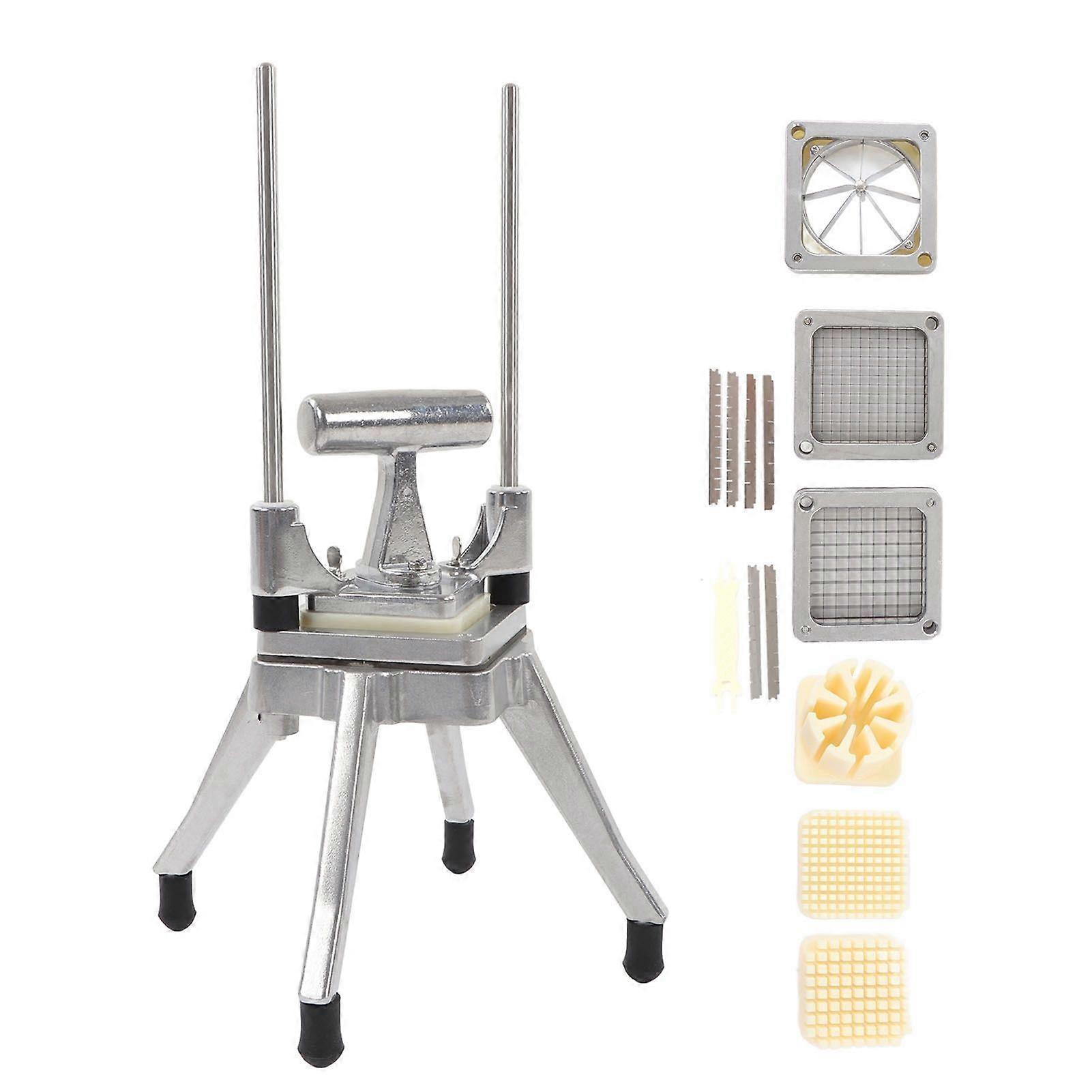 Commercial Vegetable Fruit Chopper Multifunctional Manual Fruit Dicer with 1/2in 3/8in 1/4in 8 Piece Blades