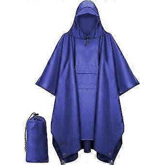 Hooded Rain Poncho For Adult With Pocket, Waterproof Lightweight Unisex Raincoat For Hiking Camping Emergency ,blue