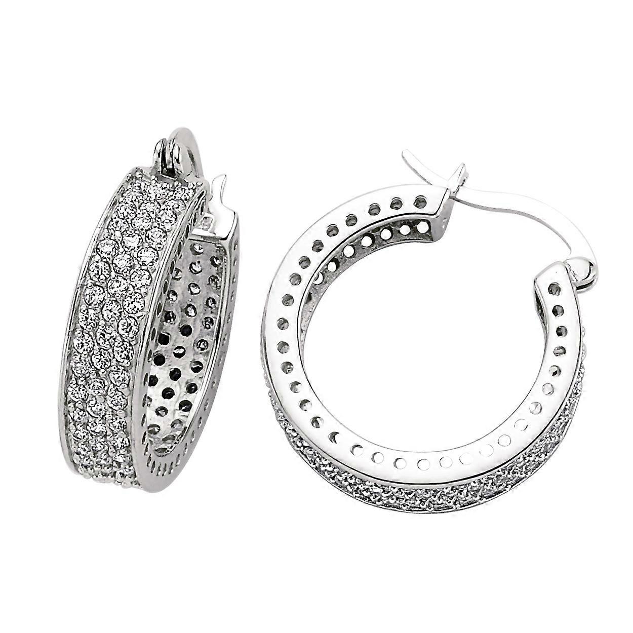 Jewelco London 女士纯银立方氧化锆 Huggie 环形耳环 24mm
