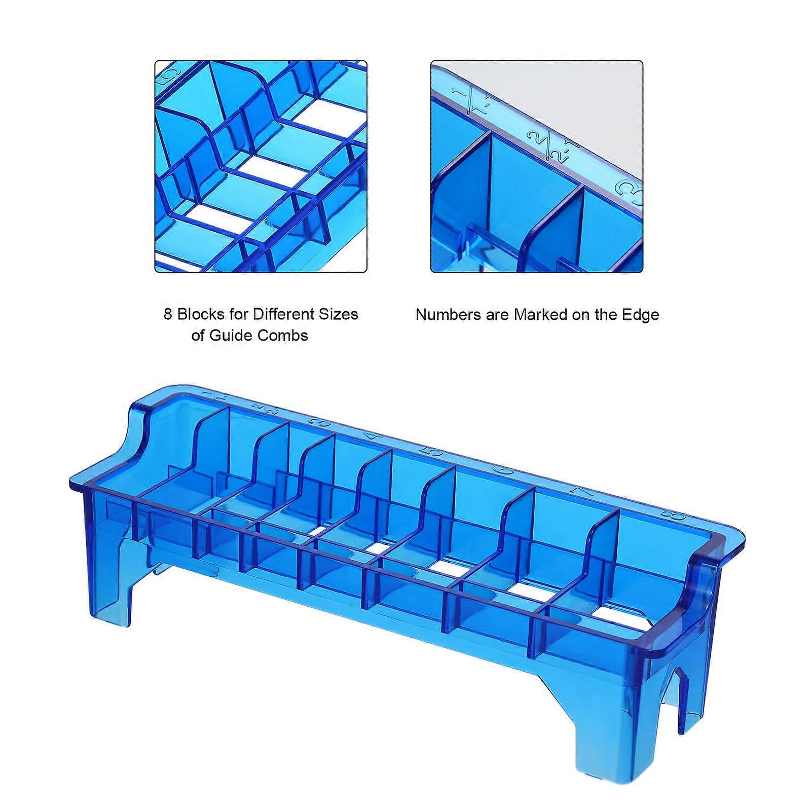 Plastic Clipper Guide Comb Organizer 8 Blocks Hair Clipper Guide Comb Storage Case Rack Rectangular Clipper Comb Holder