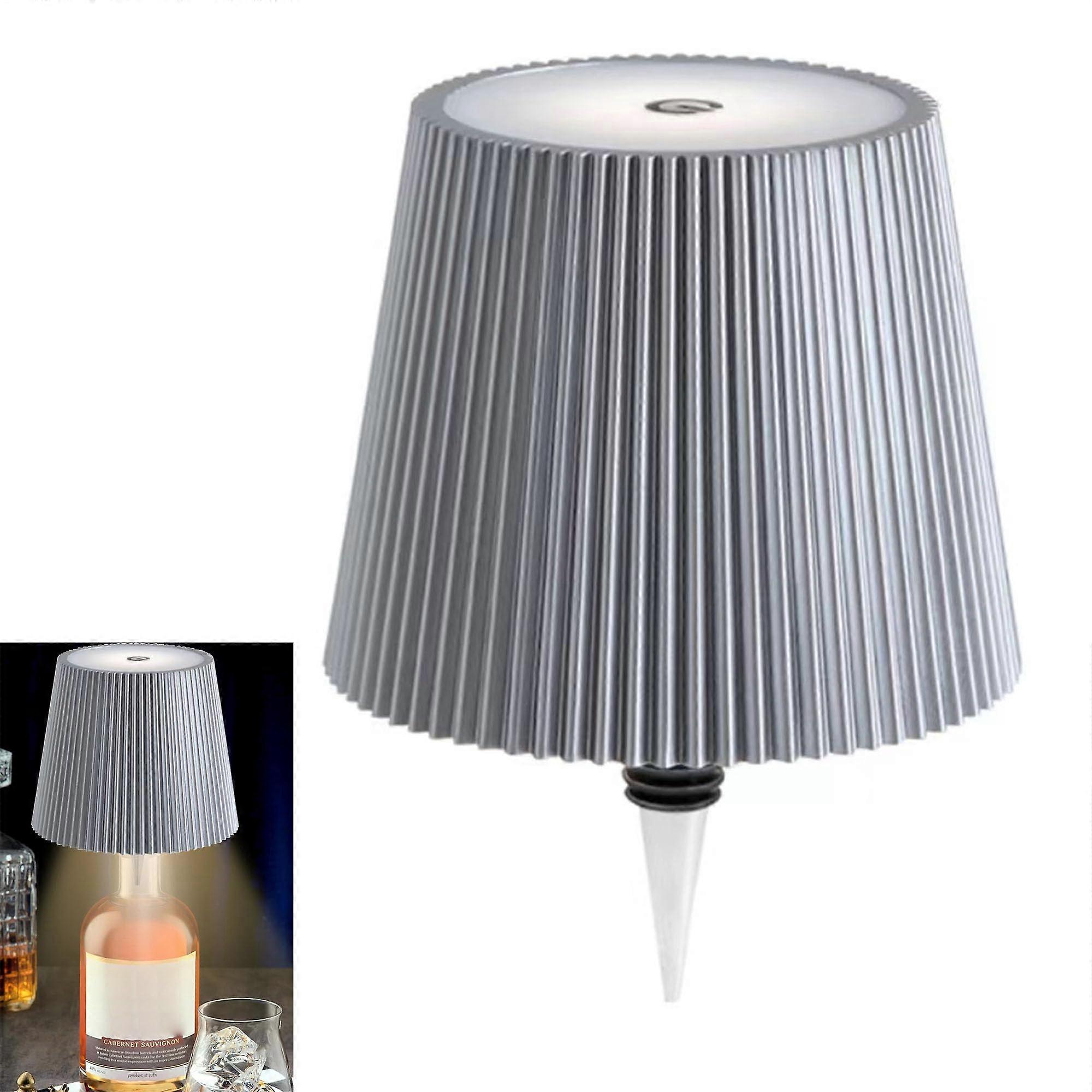 Wireless Bottle Lamp LED Wine Bottle Lamp Rechargeable Touch Control 3 Color Temperatures Silver 1Pack