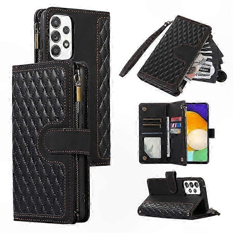 Leather Wallet Case with Zipper Pocket and 9 Card Slots for Galaxy A33 5G Phone Cover with Stand Function
